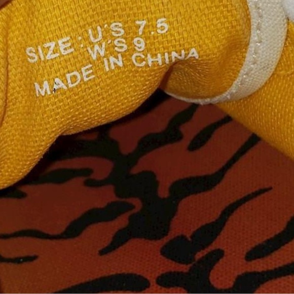 Vans Authentic People Powered Checkerboard Yellow Orange Tiger Print Men’s 7.5 - Picture 4 of 7